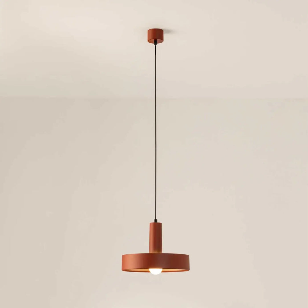 Vue de la suspension Keops en aluminium rouge brique #couleur_orange