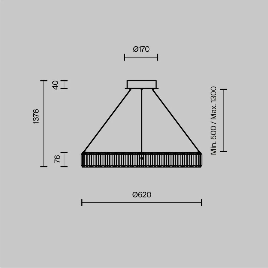 Suspension luminaire krone en anneau doré serti avec design conique moderne à lames horizontales