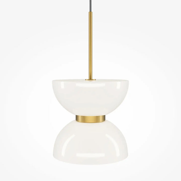 Suspension kyoto avec globe opalin en verre opalin blanc brillant et tige en laiton élancée