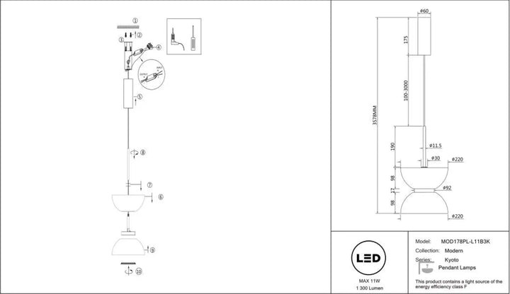 Suspension kyoto avec double abat-jour en verre opalin et source led intégrée au design minimaliste globe opalin