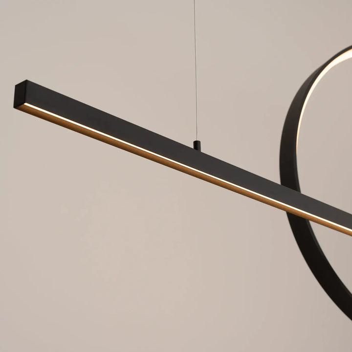 Suspension GLAD noir allumée, détail de la barre