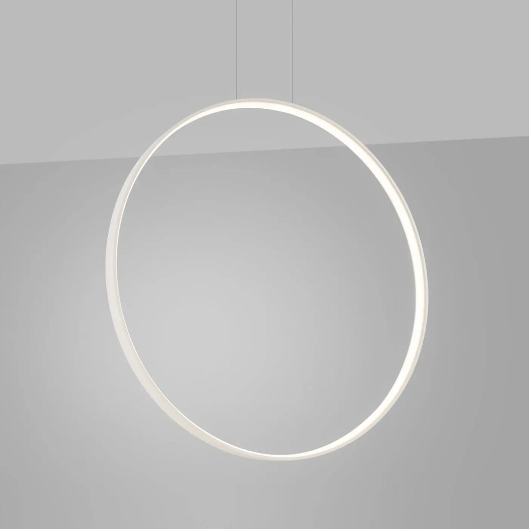 Suspension anneau RIO beige allumée, suspendue