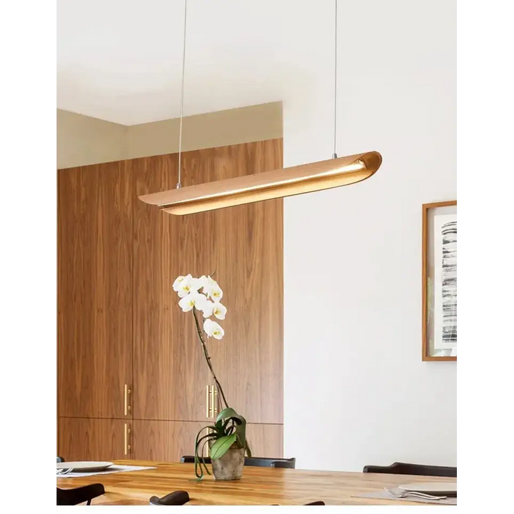Suspension LED bois courbé style zen naturel et design épuré

