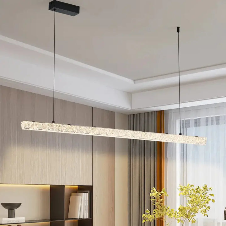 Suspension led cristal longue design moderne élégant