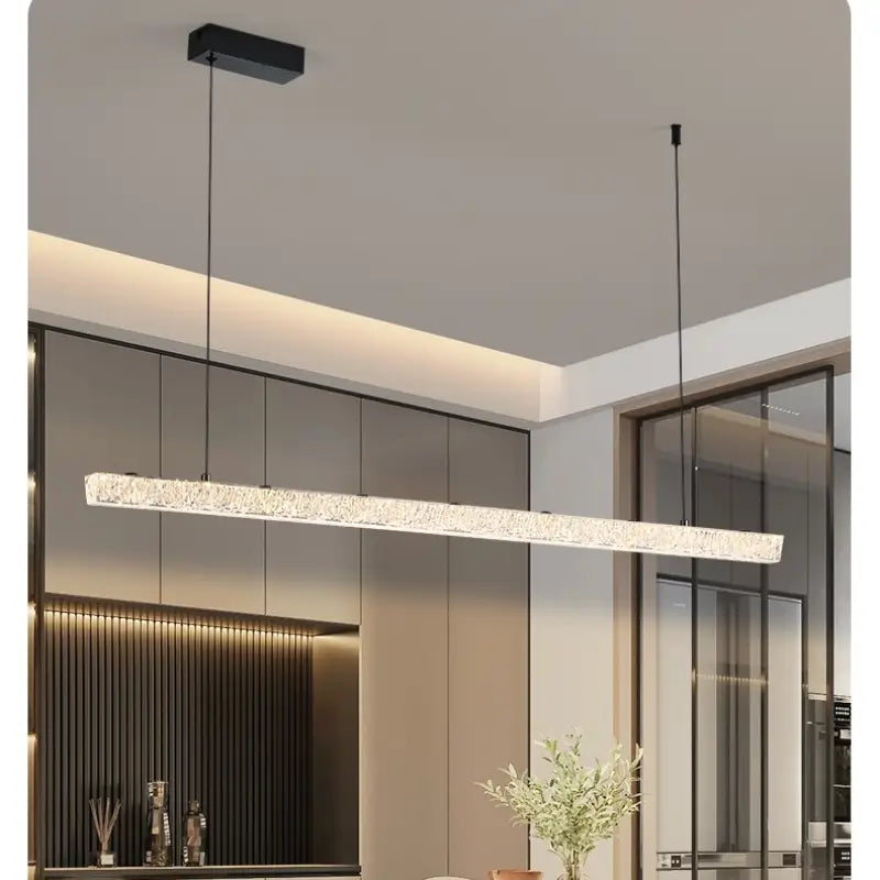 Suspension led cristal longue design moderne élégant