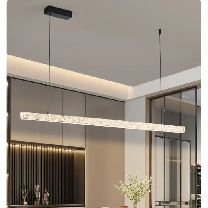 Suspension led cristal longue design moderne élégant