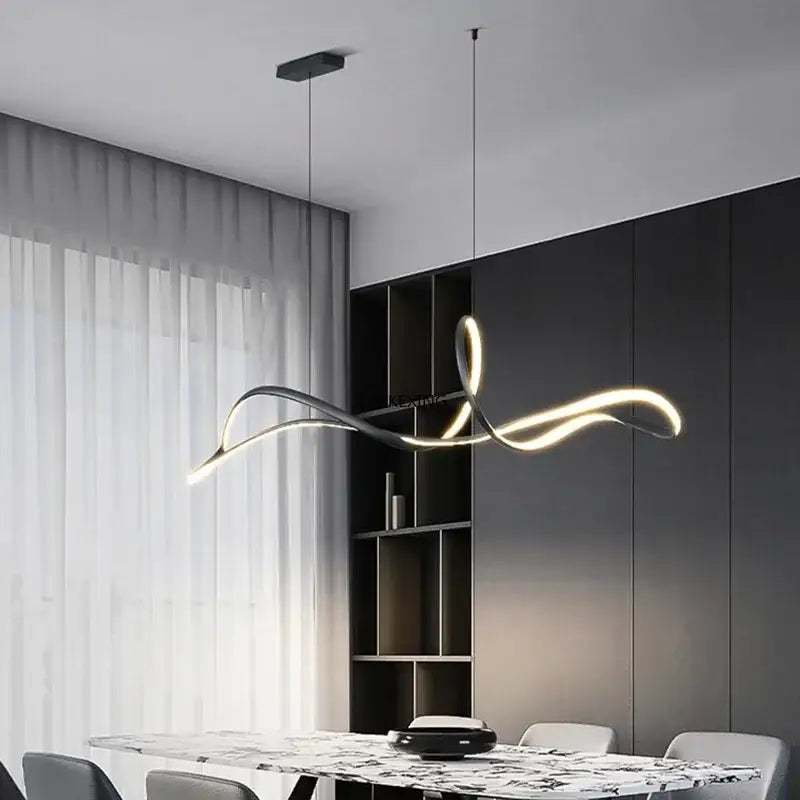 Suspension LED design fluide éclairage moderne et sculptural


