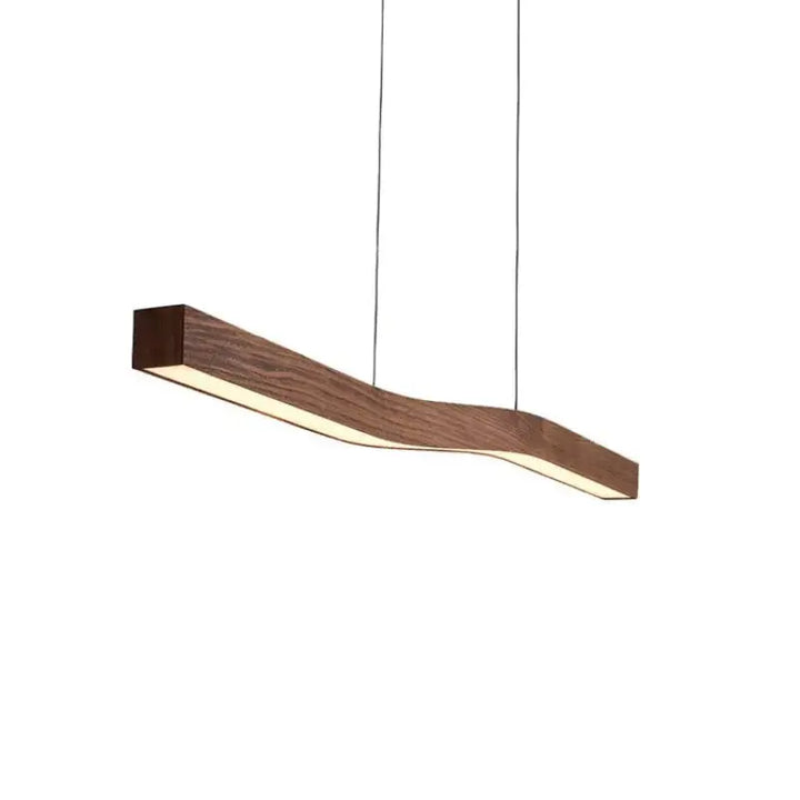 Suspension led design ondulée en bois naturel style minimaliste