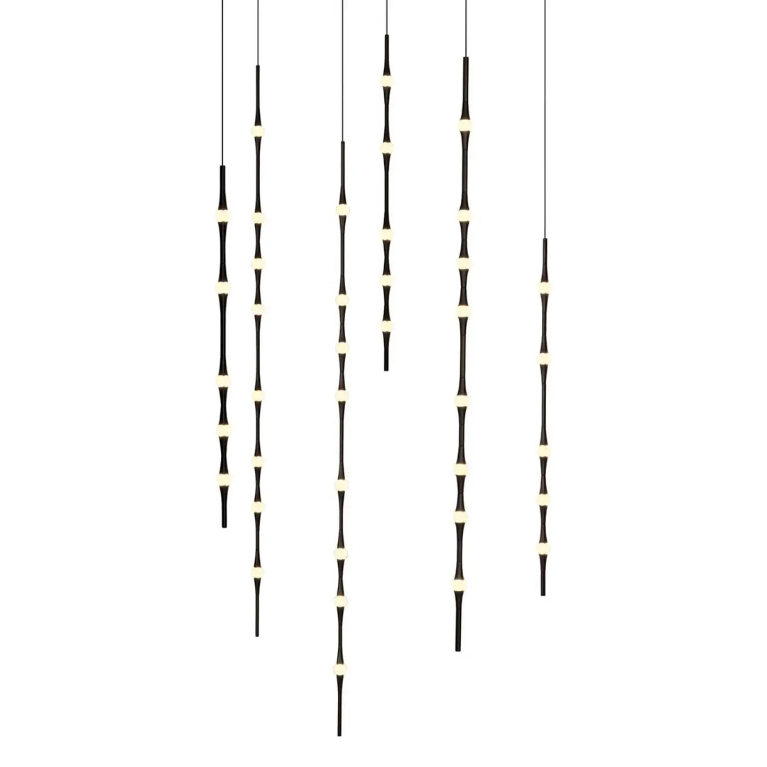Détail de la ligne lumineuse de la suspension Dew
