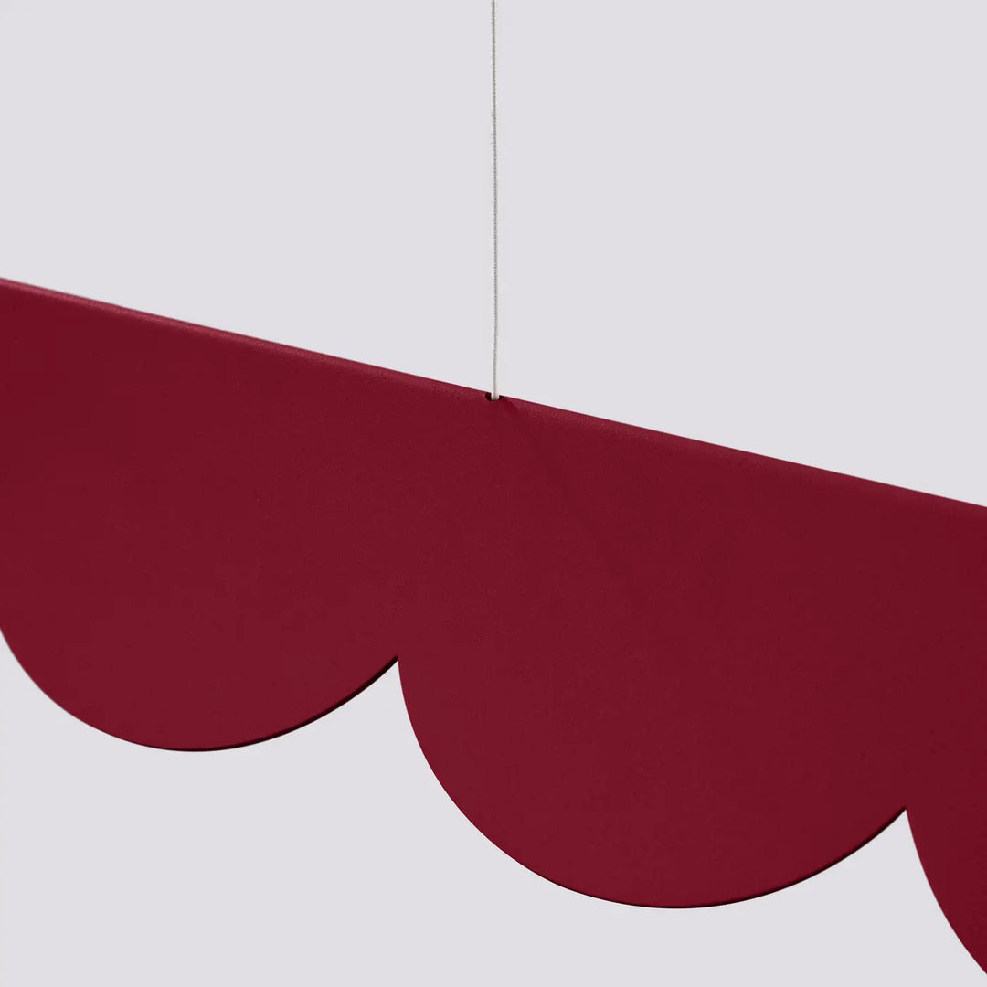 Suspension BISCUIT bordeaux allumée, bandeau LED