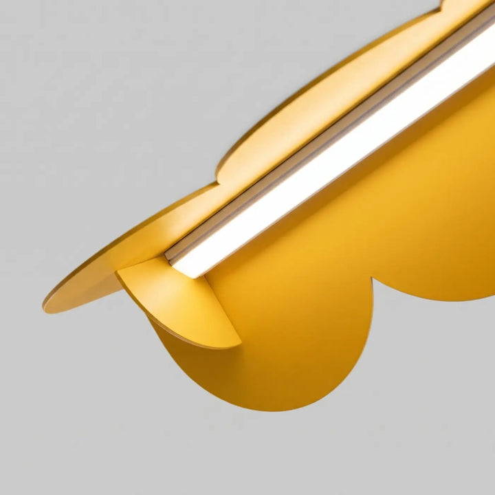 Suspension BISCUIT jaune allumée, bandeau LED