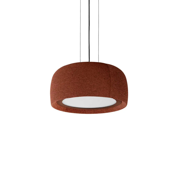 Suspension Gong LED à abat-jour en tissu terracotta #couleur_orange