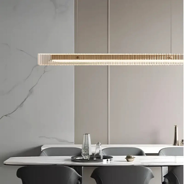 Suspension led linéaire élégante en verre acrylique doré zen
