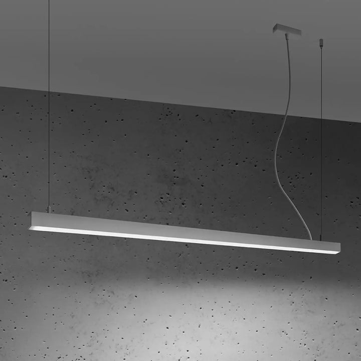 Suspension linéaire PINNE blanc allumée, suspendue