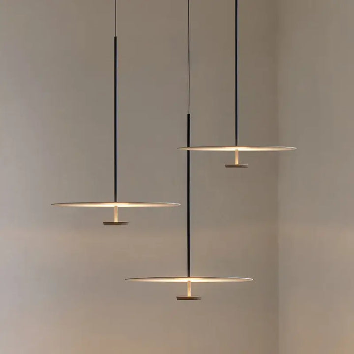 Suspension led minimaliste design disque moderne noir pureté