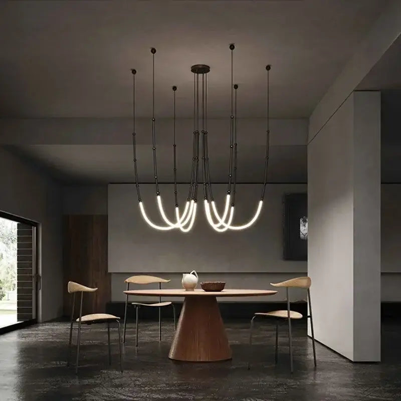 Suspension LED Moderne Dorée En U Pour Salle À Manger Stylé