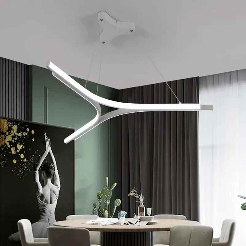 Suspension LED Moderne en Y Pour Salle à Manger ou Salon Blanc