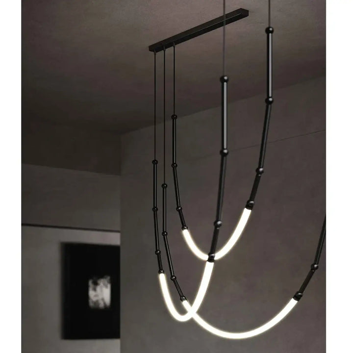 Suspension led moderne minimaliste à câbles lumineux noir