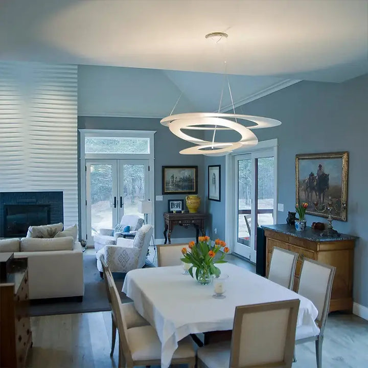 Suspension LED Moderne Spirale Design Sculptural Blanc Mat

