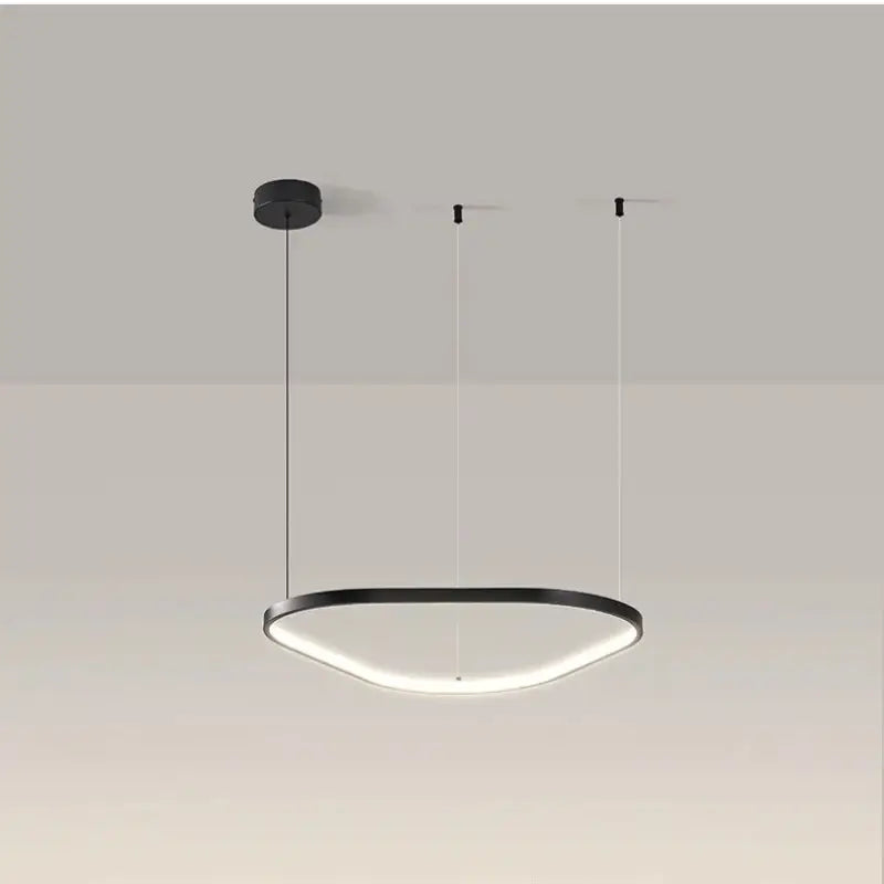 Suspension led noire design ovale moderne réglable blanc noir