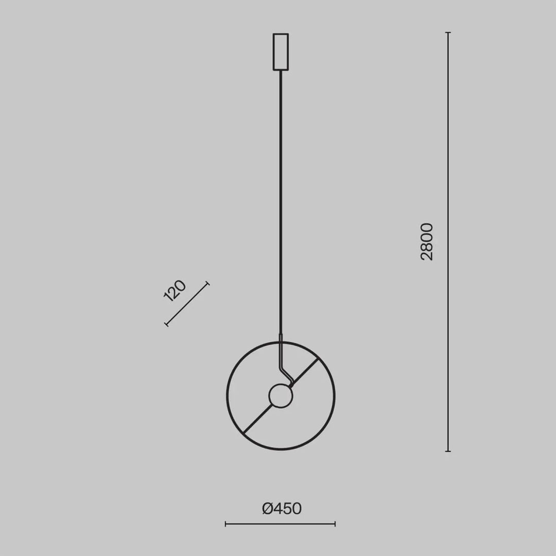 Suspension led reflex lumière chaude avec design minimaliste circulaire noir 2800mm hauteur 450mm diamètre