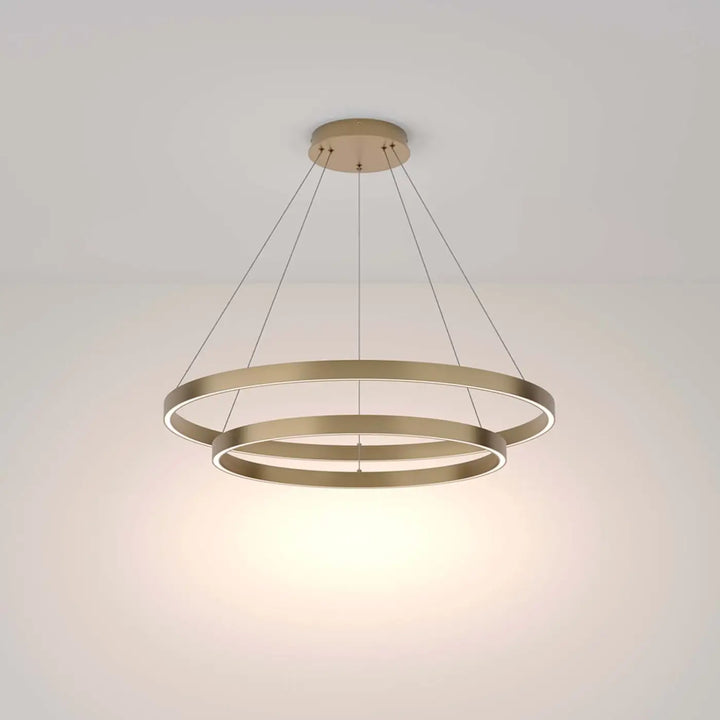 Suspension luminaire rim deux anneaux en laiton fini avec double anneau moderne suspension led rim design minimaliste