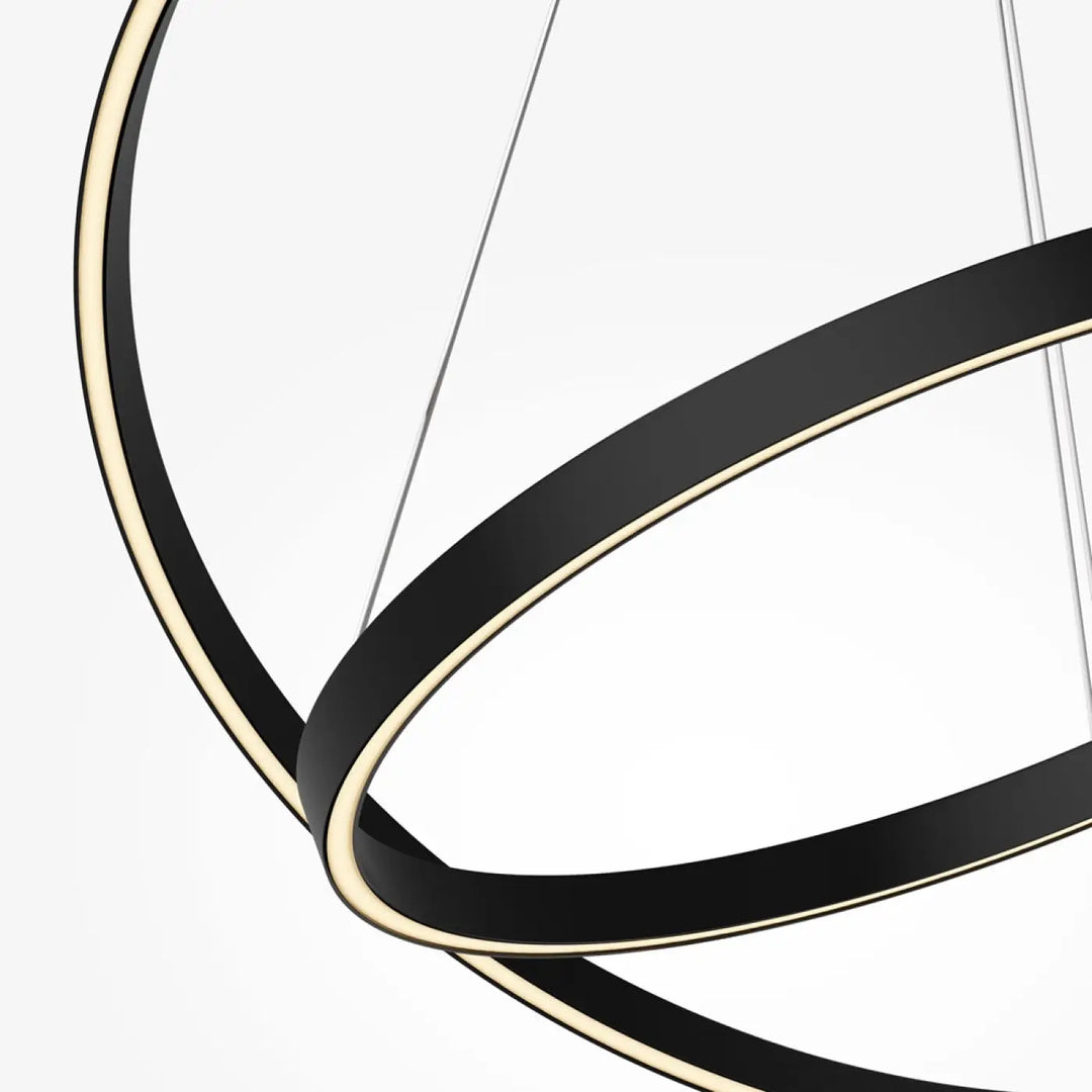 Suspension led rim moderne noire et dorée avec design circulaire minimaliste pour éclairage intérieur élégant