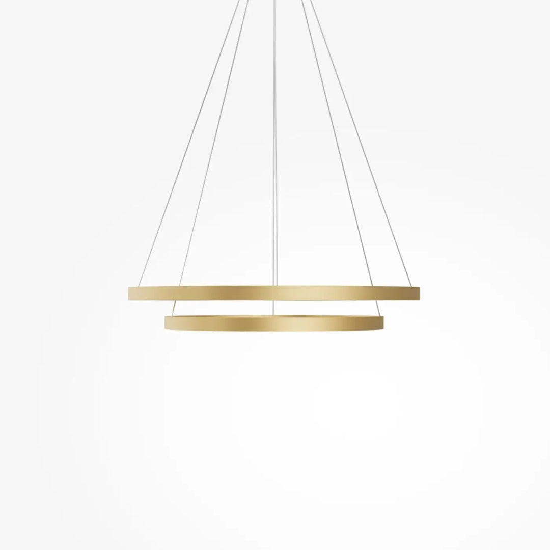 Modern suspension led rim double-ring pendant light in gold tone with sleek minimalist design suspension luminaire rim deux anneaux