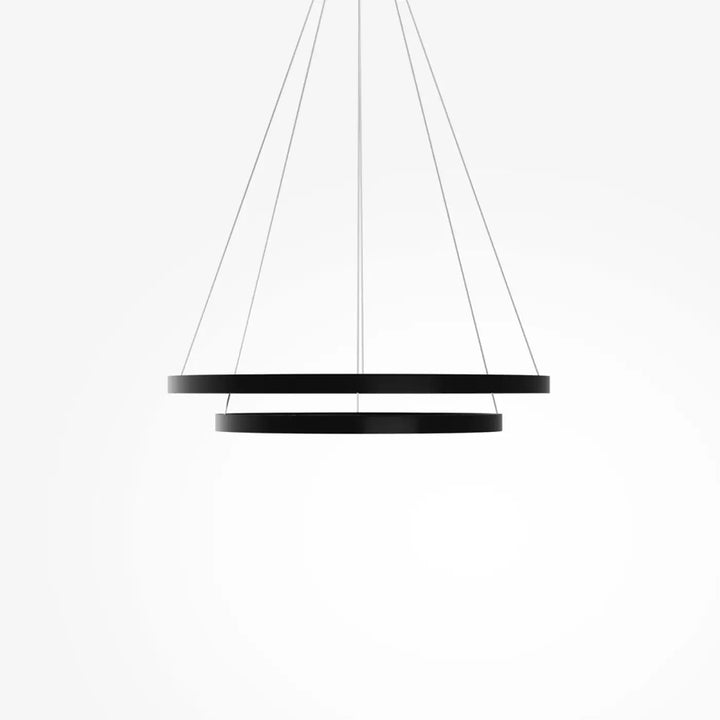 Suspension led rim noir moderne double anneau au design minimaliste élégant pour éclairage intérieur contemporain