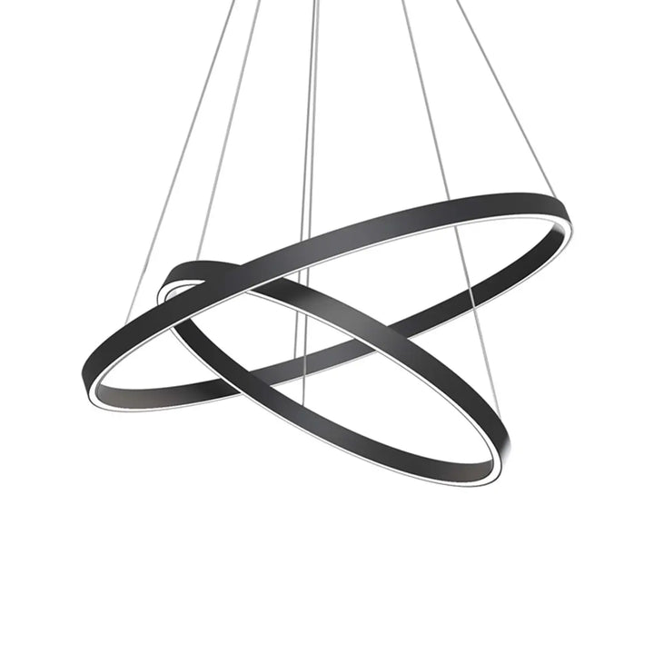 Suspension luminaire rim double anneaux noir moderne en led avec design minimaliste et finition metallique