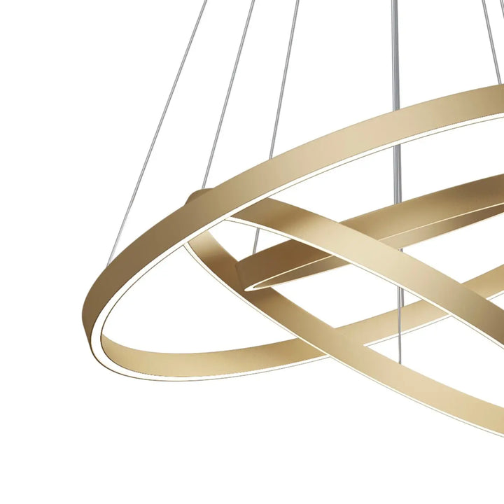 Suspension luminaire trois anneaux rim en anneaux circulaires entrelacés dorés moderne avec led intégrée