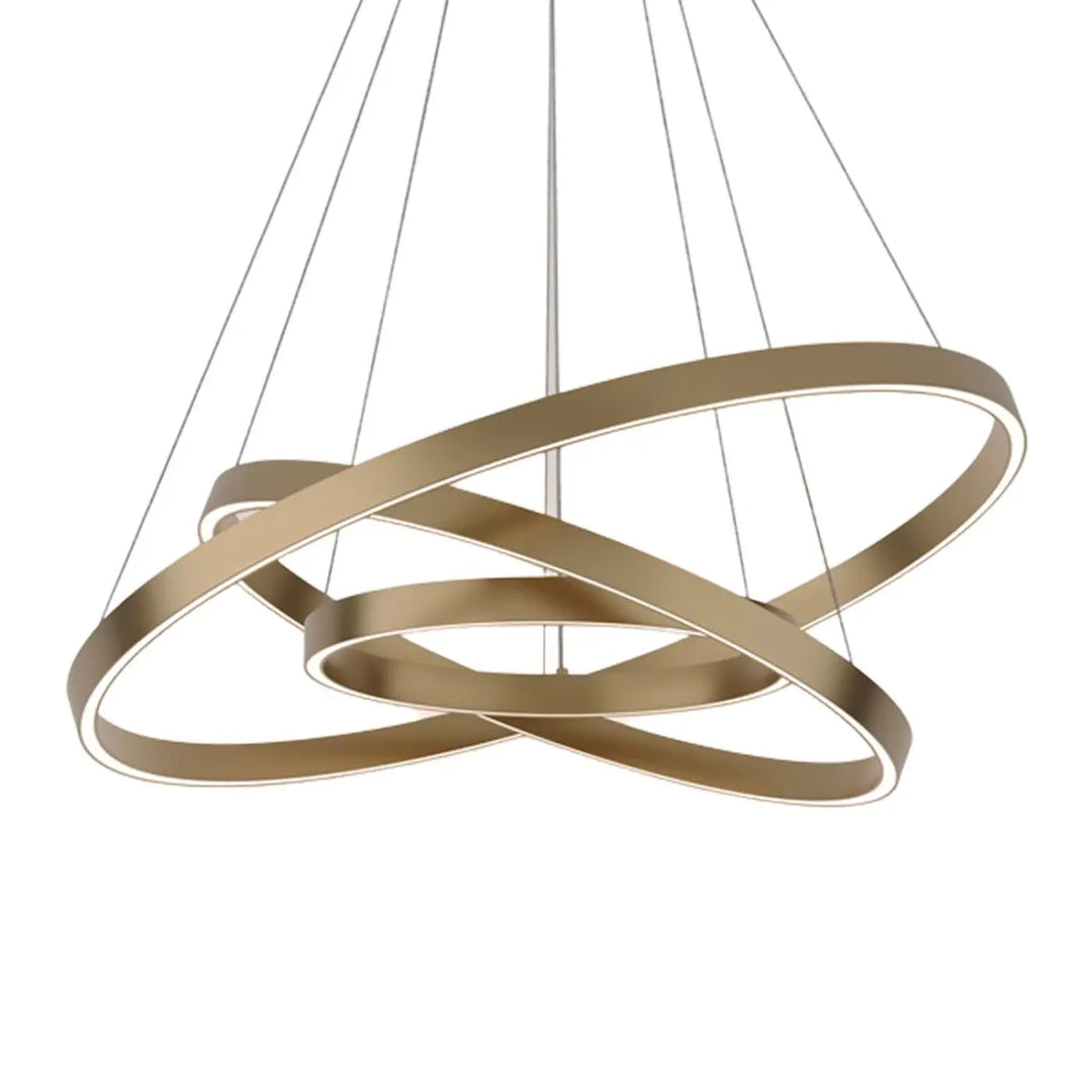 Suspension led rim trois anneaux en anneaux circulaires entrelacés en métal doré moderne