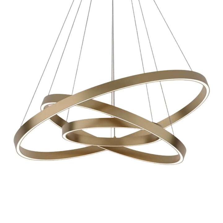 Suspension led rim trois anneaux en anneaux circulaires entrelacés en métal doré moderne