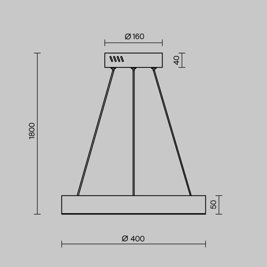 Suspension led anneau doré finition dorée avec design rectangulaire moderne et trois câbles fins pour éclairage minimaliste
