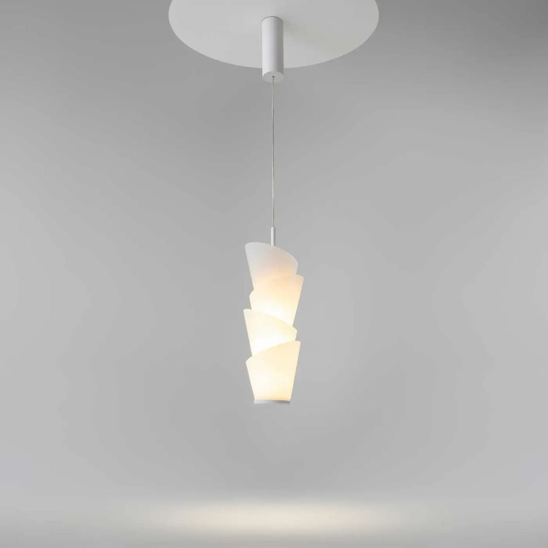 Suspension luminaire seoul cylindre opalin en verre opalin blanc avec lumière douce et design en couches moderne