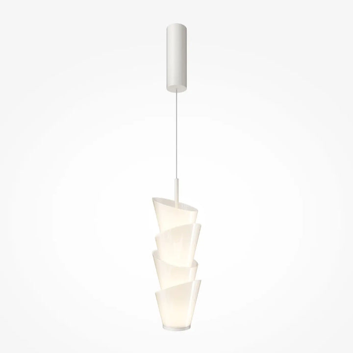 Suspension luminaire seoul avec verre opalin blanc en acrylique moderne et lumière douce à tasses empilées effilées