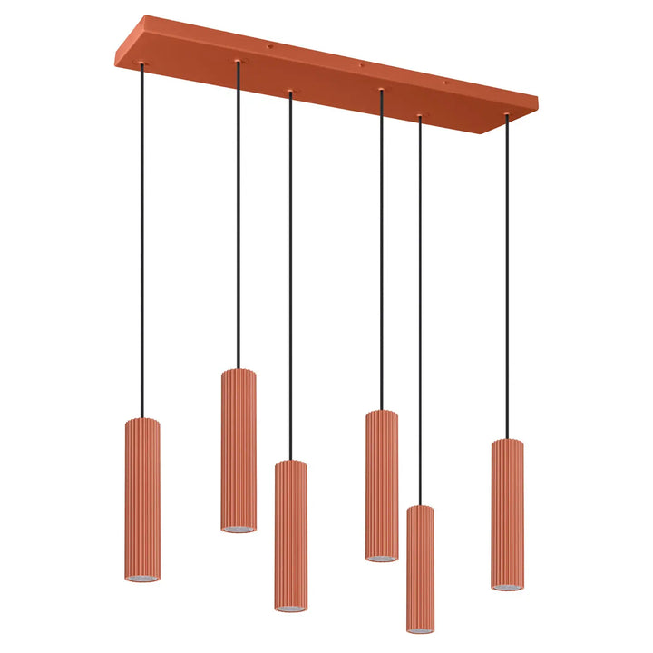 Suspension six tubes IVAR ocre rouge vue d'ensemble