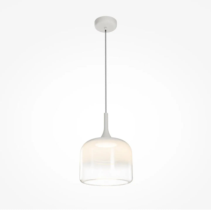 Suspension led spirito avec lumière douce en verre cylindrique blanc et chaîne métallique minimaliste trois teintes