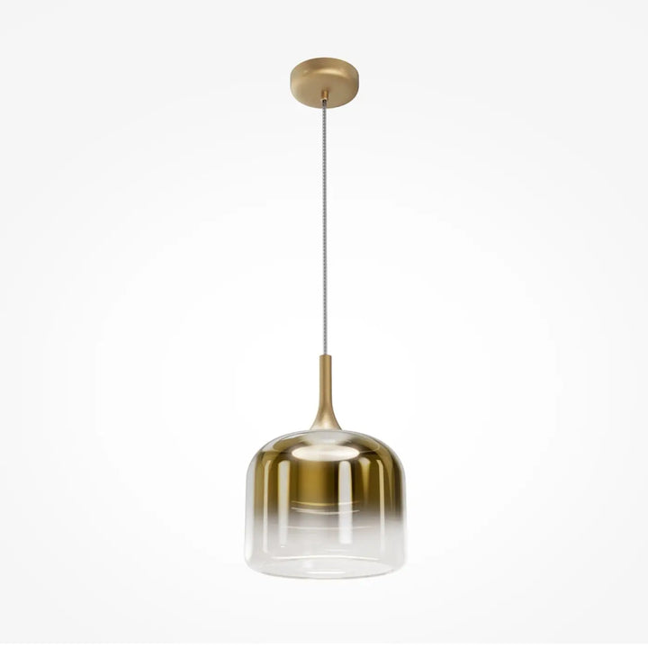 Suspension led Spirito avec lumière douce trois teintes en verre clair doré et métal doré pour un éclairage moderne