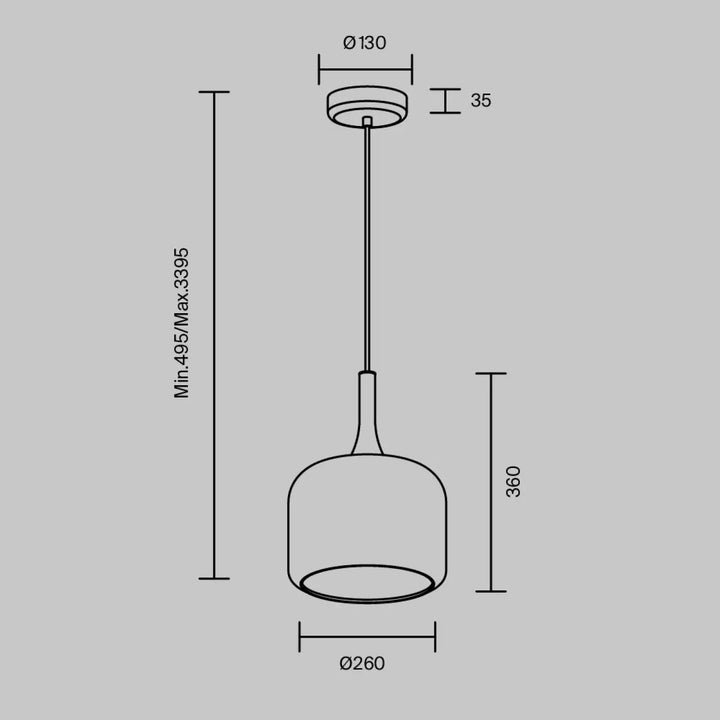 Suspension luminaire spirito globe avec lumière douce trois teintes, abat-jour cylindrique en verre et tige métal minimaliste