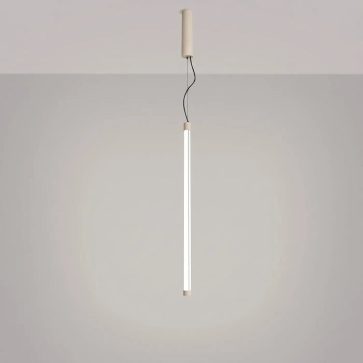 Suspension tube TRANG beige allumée, suspendue