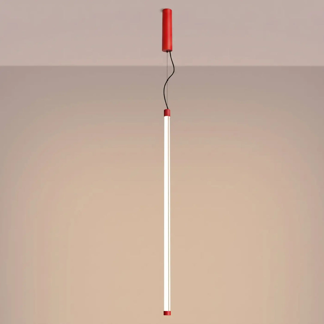 Suspension tube TRANG rouge allumée, suspendue