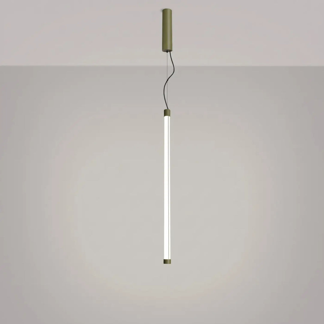 Suspension tube TRANG vert olive allumée, suspendue