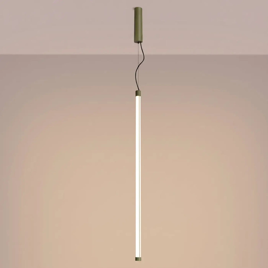 Suspension tube TRANG vert olive allumée, suspendue