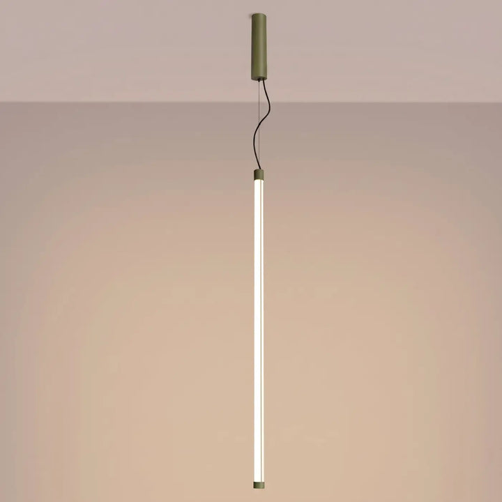 Suspension tube TRANG vert olive allumée, suspendue