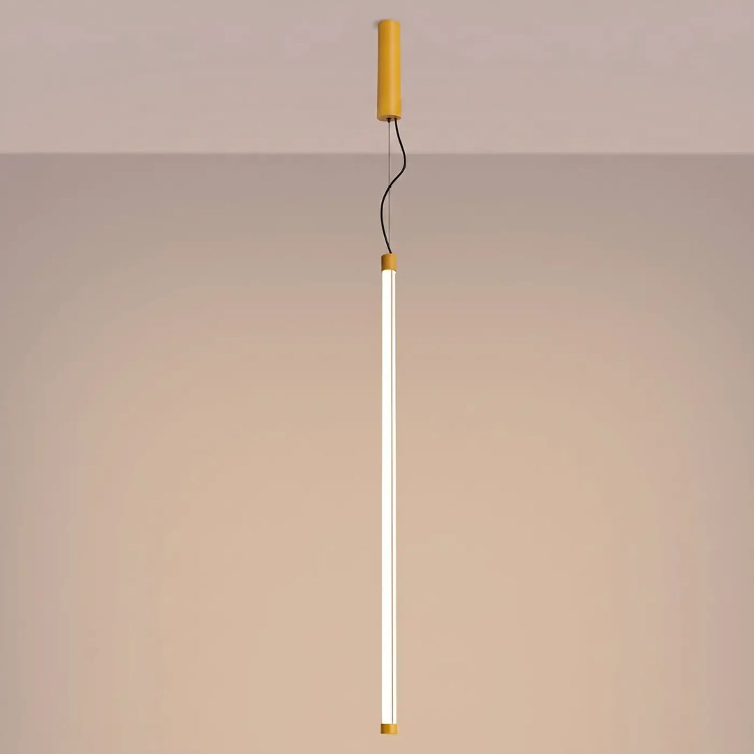Suspension tube TRANG jaune allumée, suspendue