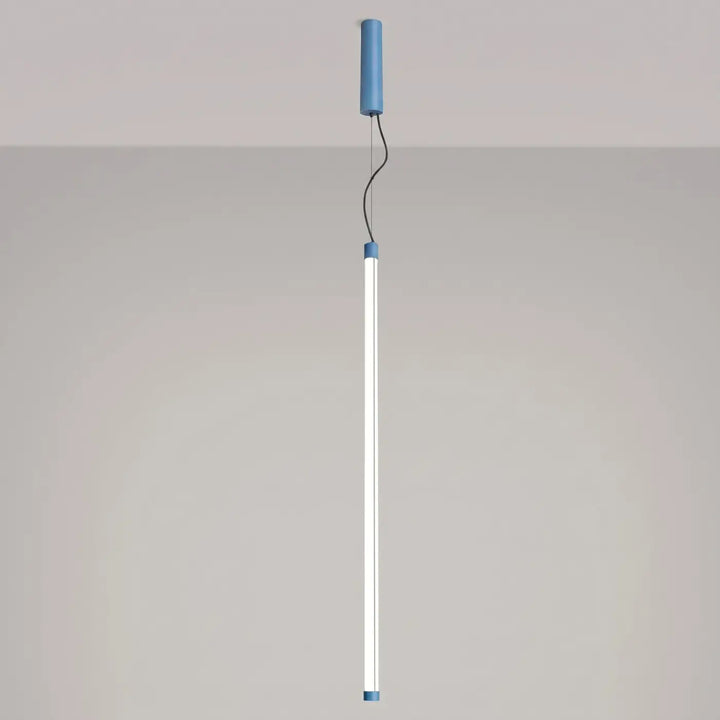Suspension tube TRANG bleu clair allumée, suspendue