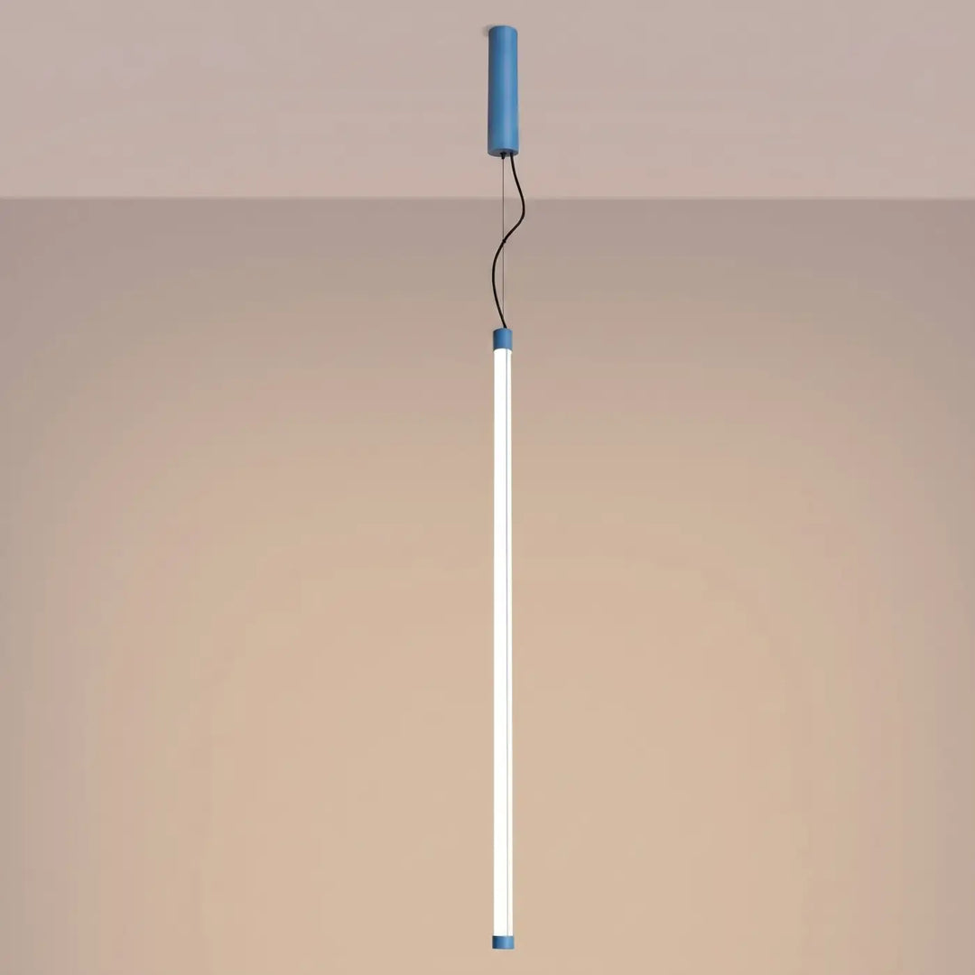 Suspension tube TRANG bleu clair allumée, suspendue