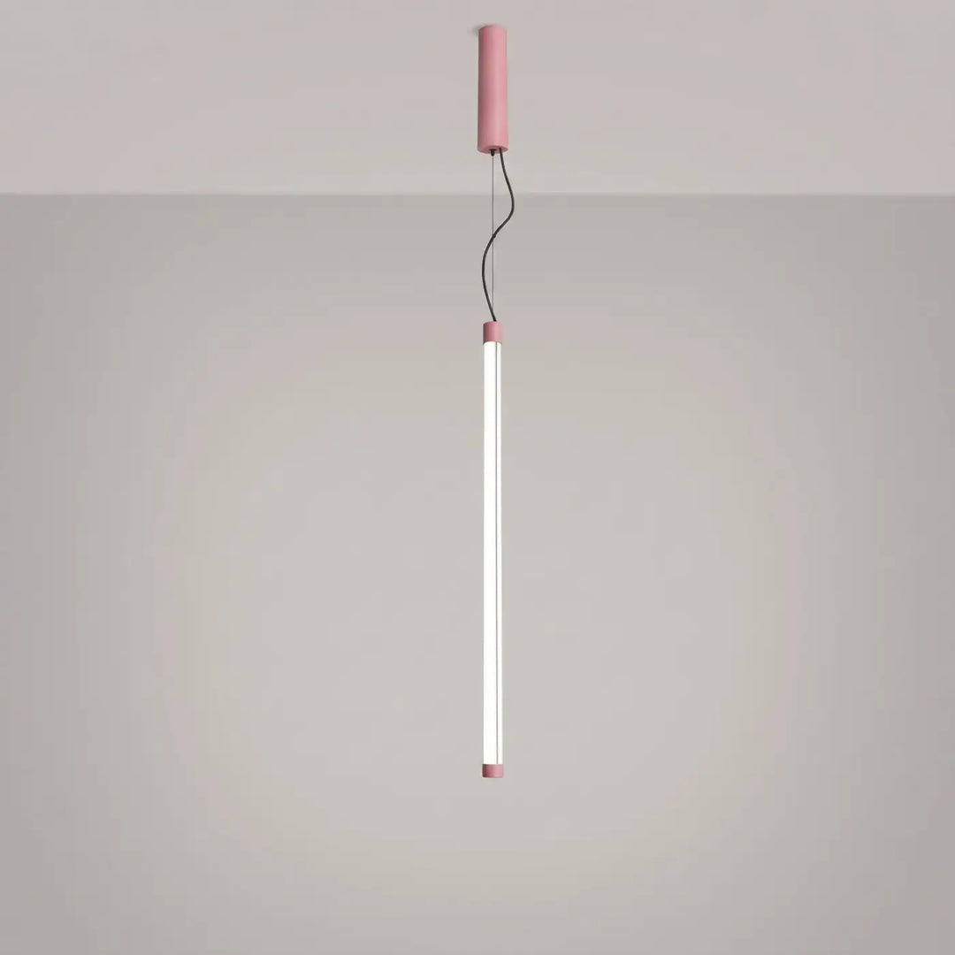 Suspension tube TRANG rose allumée, suspendue