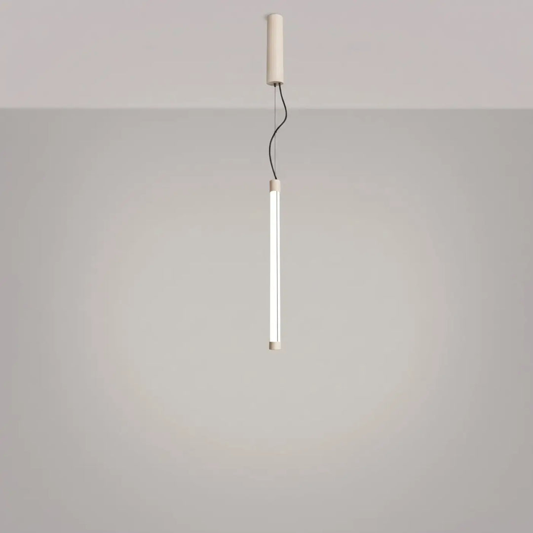 Suspension tube TRANG beige allumée, suspendue